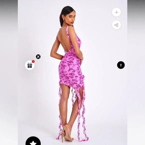 MissCircle Alaina Pink Floral Ruffle Mesh Dress - Picture 1 of 4